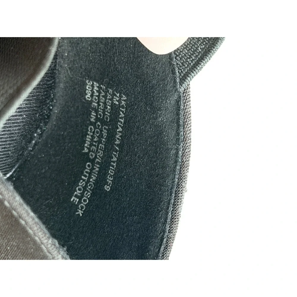 Anne Klein iFlex Black Wedge Sandals Peep Toe Elastic Strap Tatid3f9 Womens‎ 7M